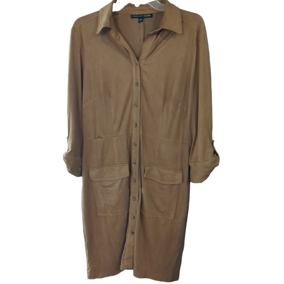 MADISON LEIGH Caramel Suede Button Down Dress - Picture 2 of 5